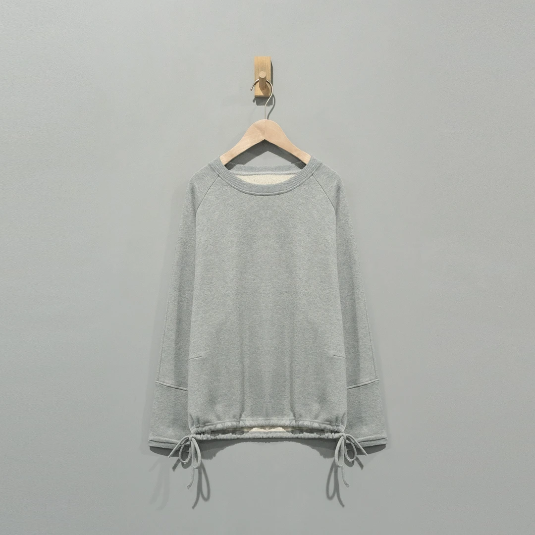 【且听风吟】0112316文艺棉圆领分割抽绳插肩袖卫衣 衣长62 胸围120