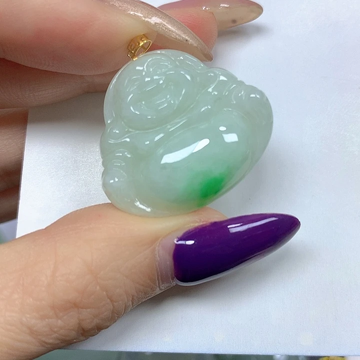 翡翠18K金镶嵌颈饰挂件