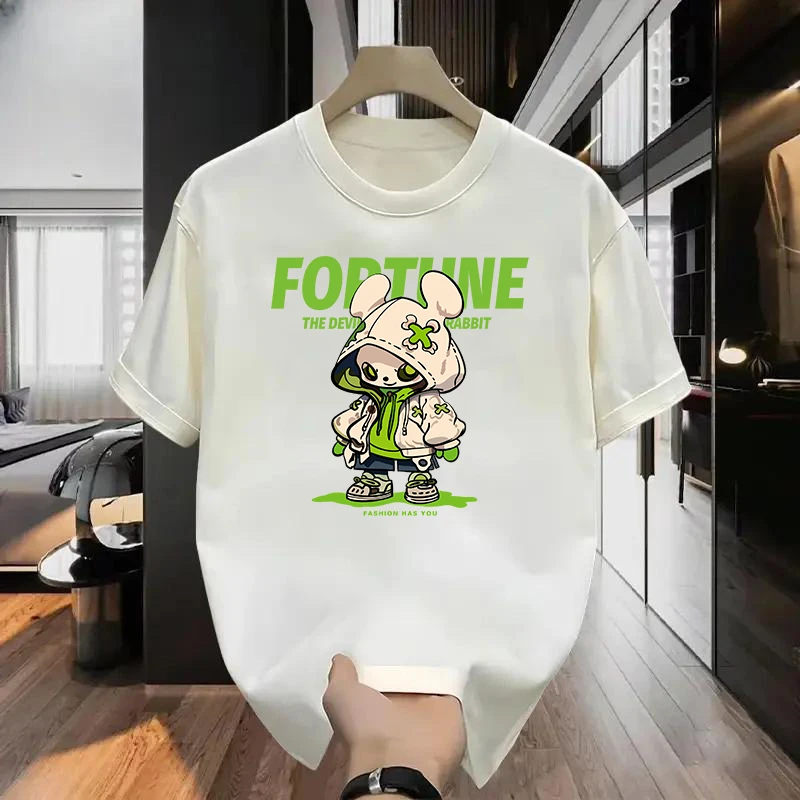 2025夏季新款美式T短袖潮流男士百搭白色宽松休闲半袖男女同款