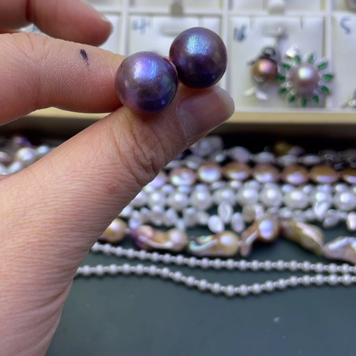 淡水珍珠耳饰银S925镶嵌