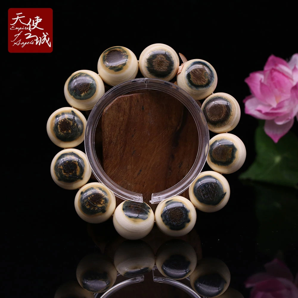 天然猛犸象牙蓝眼手串文玩念珠串