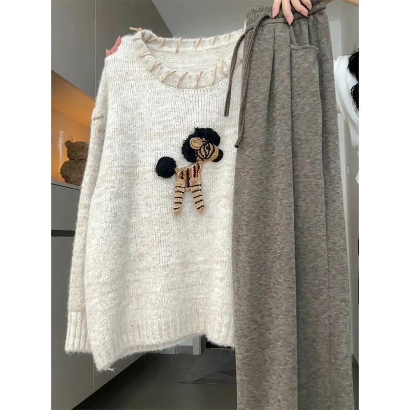 2025新款显瘦修身洋气时尚小马毛衣套头宽松秋冬甜美软糯针织毛衣