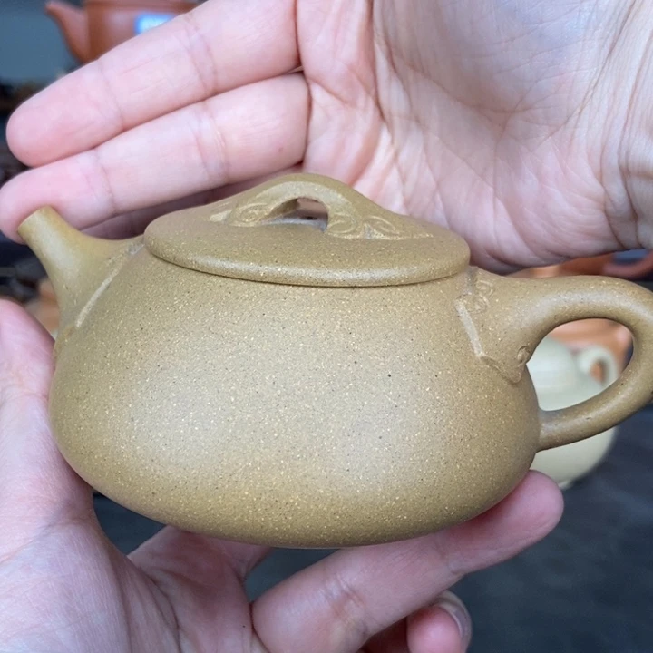 茶壶紫砂天**角黄段如意石瓢壶