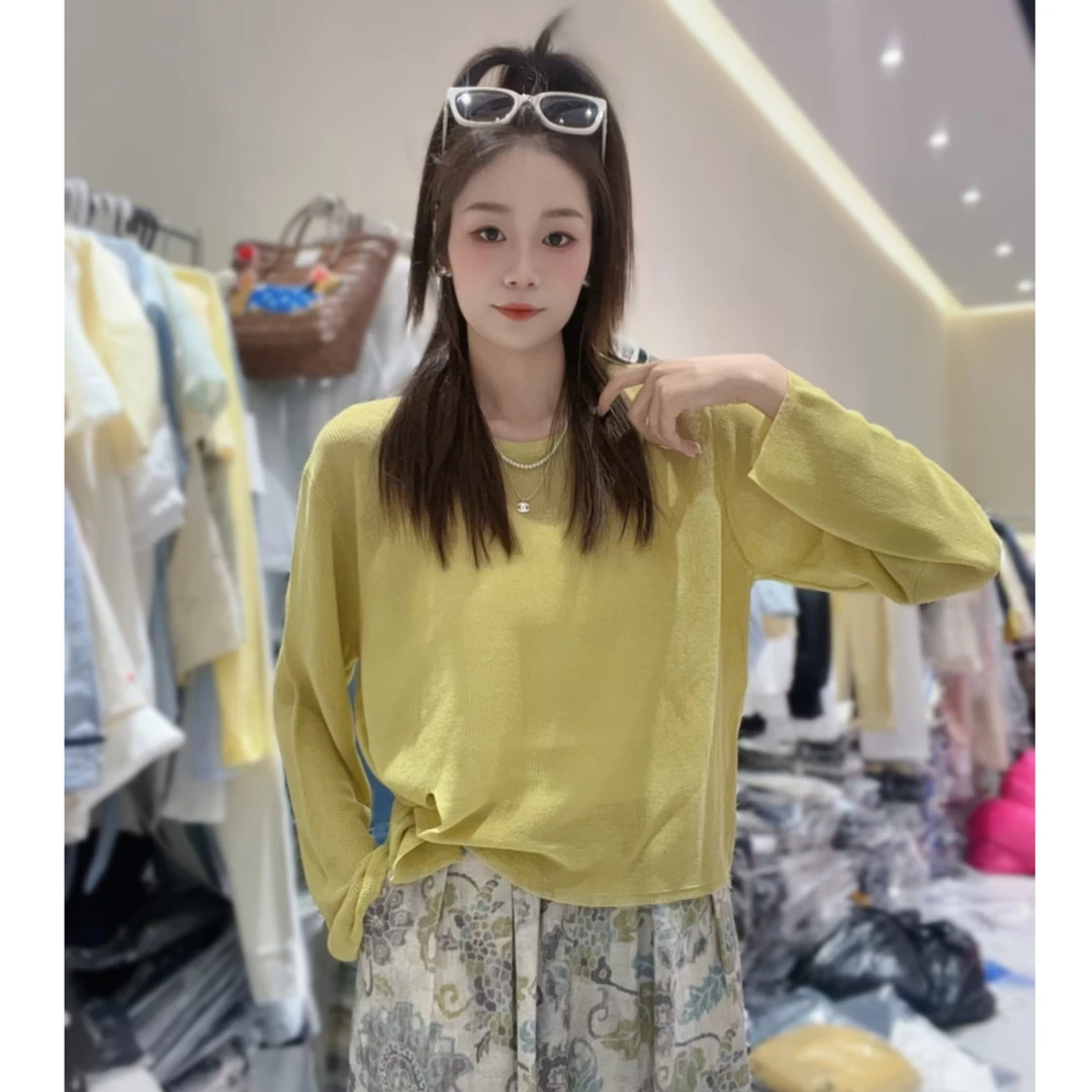 【三懿服饰】夏季新款纯色显瘦百搭套头长袖圆领T恤上衣-8188