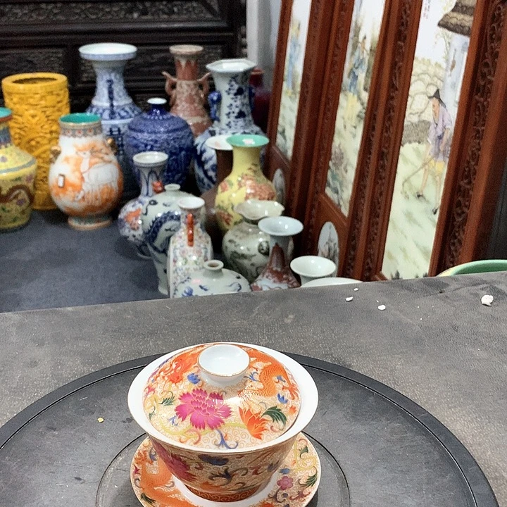 摆件陶青花陶瓷上屏