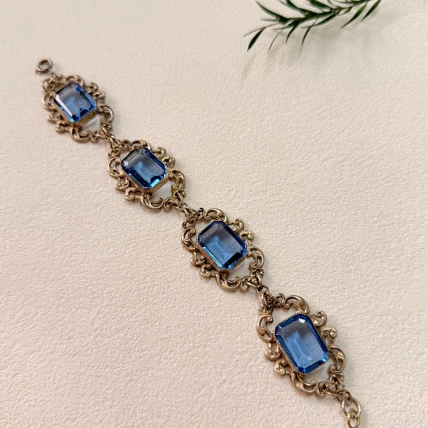 铜合金琉璃手链 【六六中古】孤品复古老捷克手链as778手围16.5