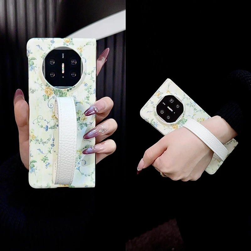 适用华为matex5手机壳新款matex6典藏版套x3清新ins碎花diy腕带女