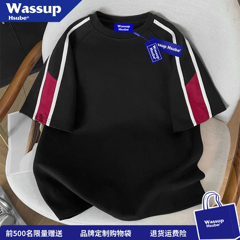 WASSUP HSUBE夏季简约设计感短袖T恤男美式休闲百搭宽松半袖上衣