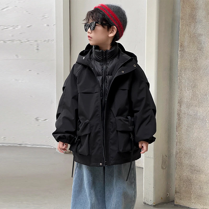 儿童装男童冬季羽绒服三合一可拆卸冲锋衣2025新款大童秋冬款外套