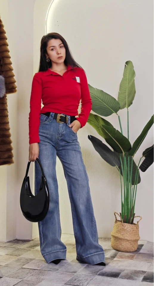 春季新款牛仔裤微拉3091