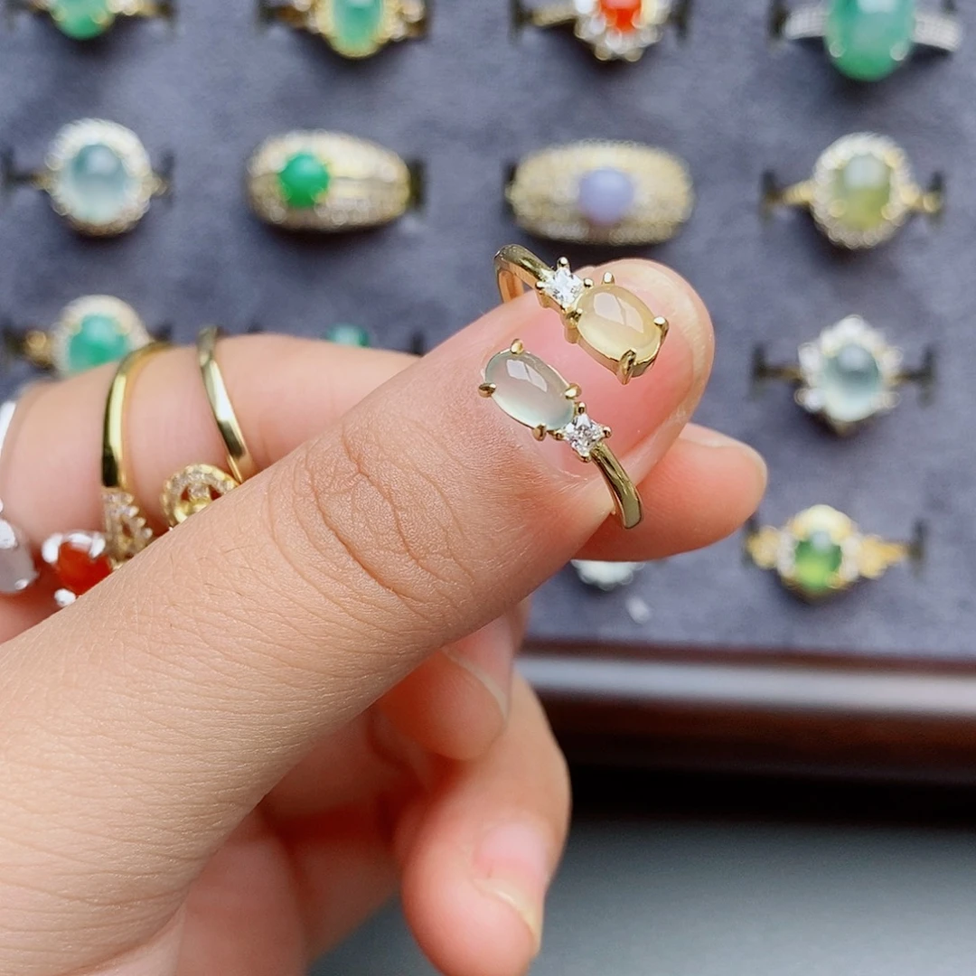 叮***甜翡翠银S925镶嵌戒指11111