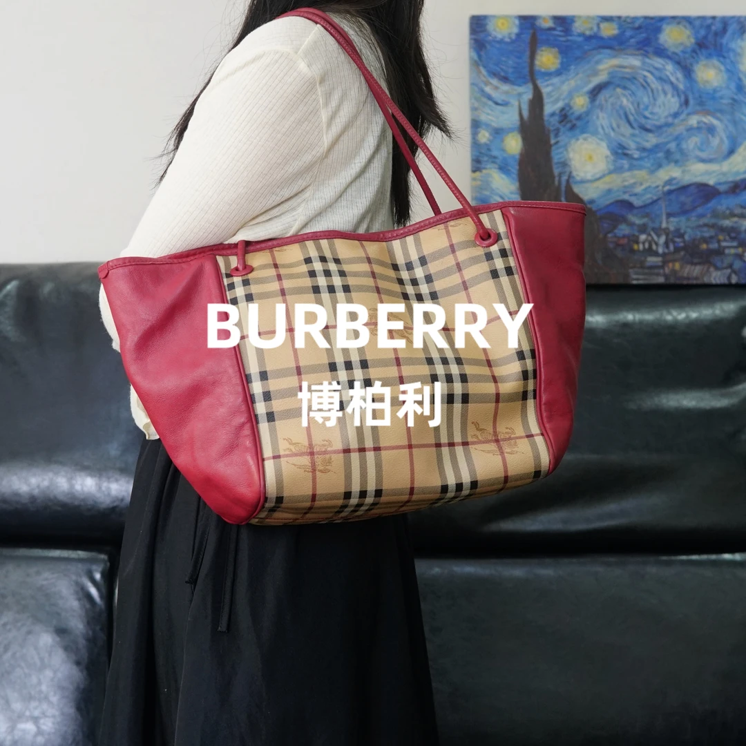 95新 BURBERRY/博柏利 战马格纹托特包/FYHD05317061/7061