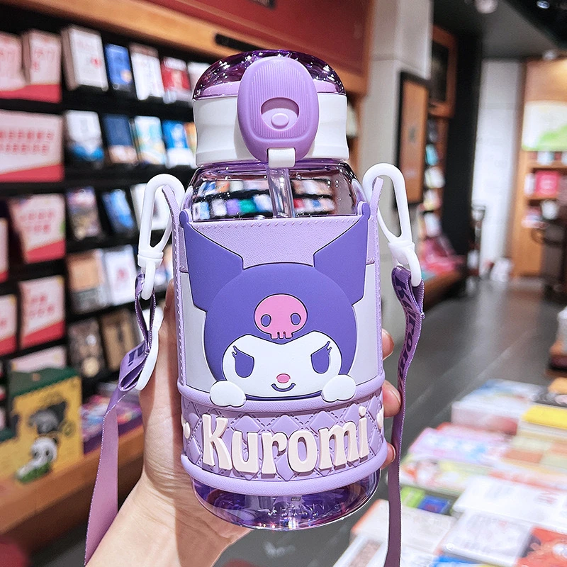 X&W/艾可思吸管杯大容量斜挎小学生幼儿园便携防摔简约可爱水杯