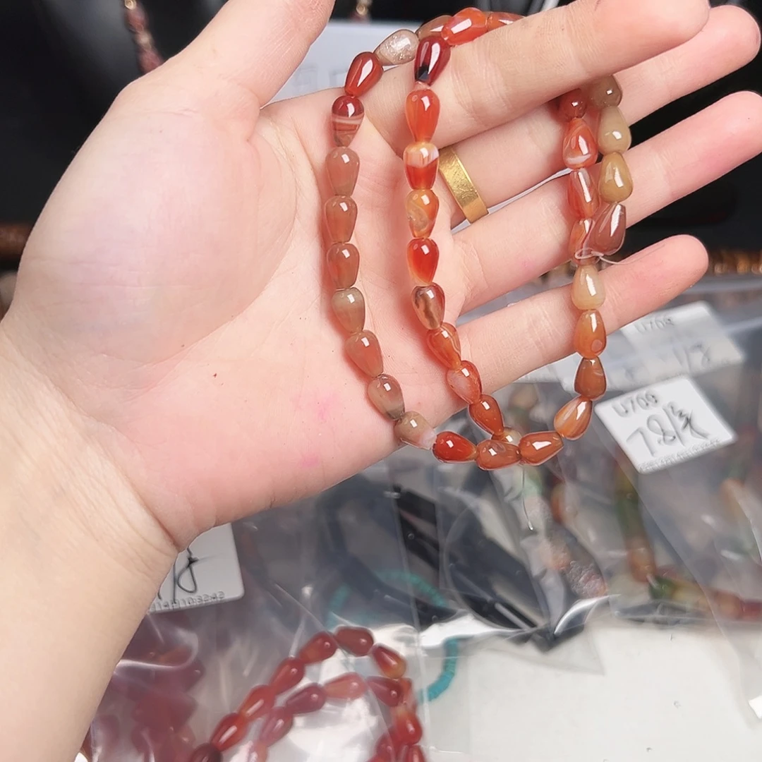 玛瑙/玉髓合金珠宝半成品u712 7m玛瑙水滴一条