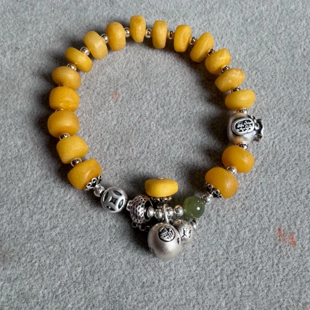 足银手链 A628-足银算盘葫芦手链单圈多样性发一