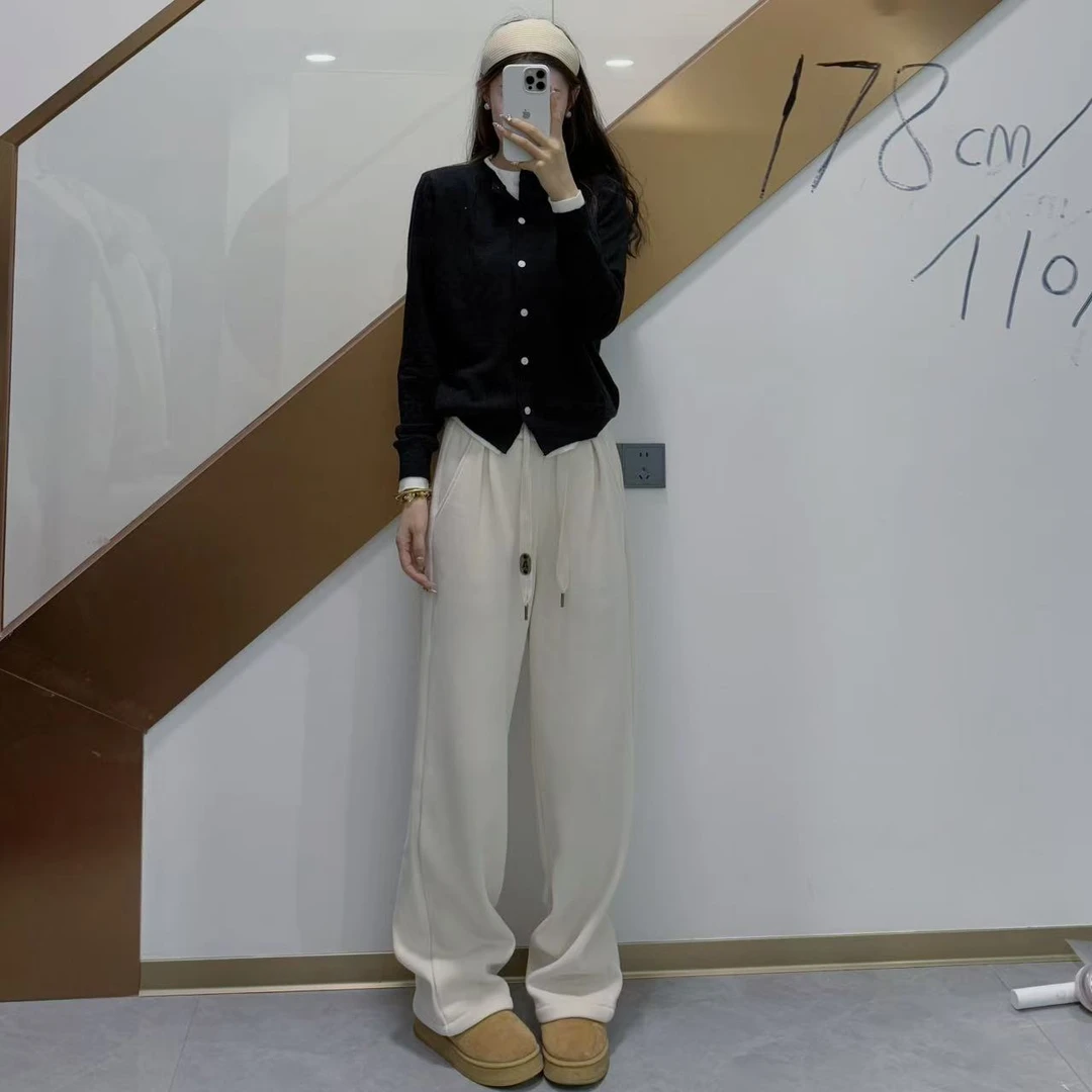 高个子加长秋冬休闲裤加绒加厚冬季慵懒风拖地山本裤宽松百搭女裤