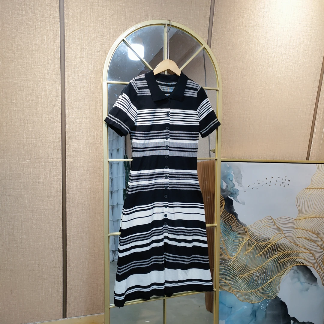 AF480黑色条纹针织裙90-110