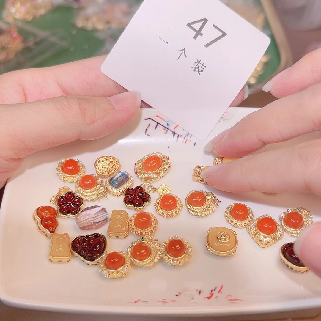 水晶珠宝半成品银S925镀金镶嵌47