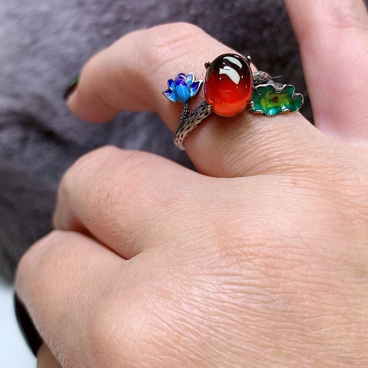 石榴石戒指银S925镶嵌