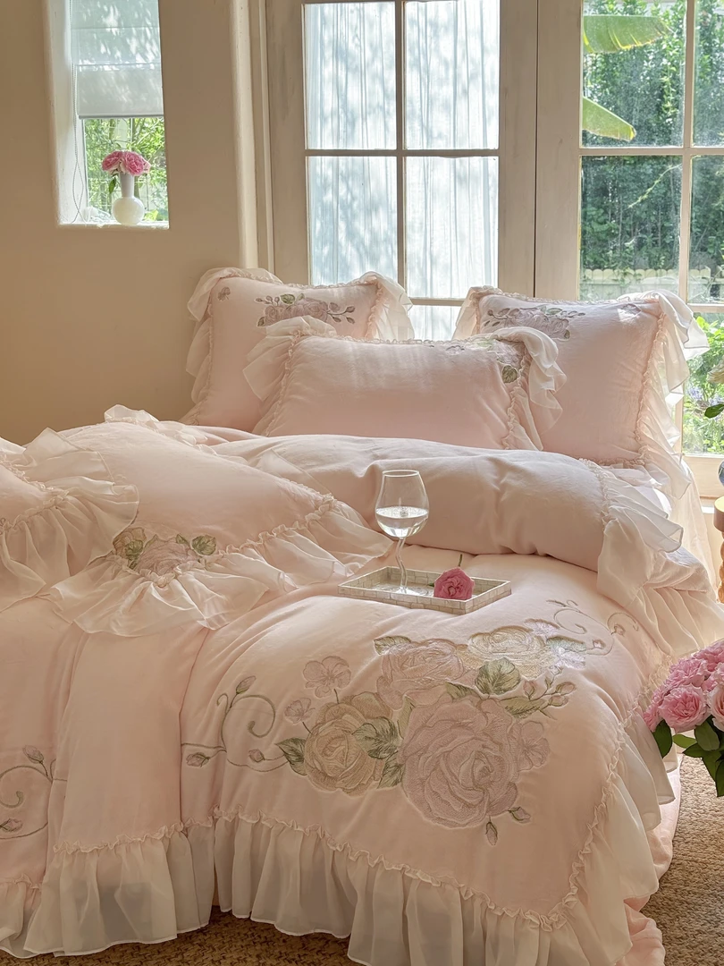 孔龙 紫罗兰庄园 【过冬神器】高克重全消光御寒保暖牛奶绒四件套