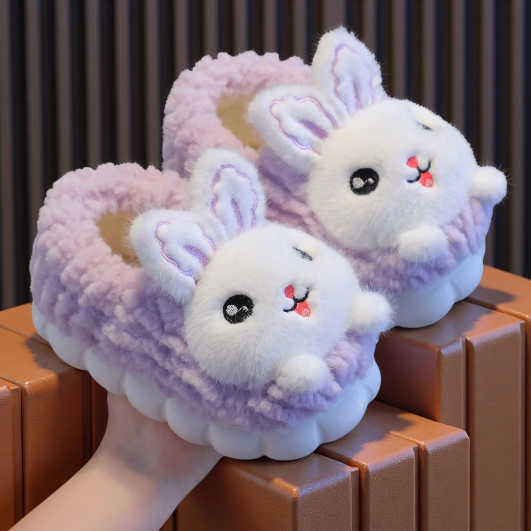 儿童棉拖鞋新款室内防滑保暖可爱冬季加绒萌系毛绒女童婴儿步前鞋