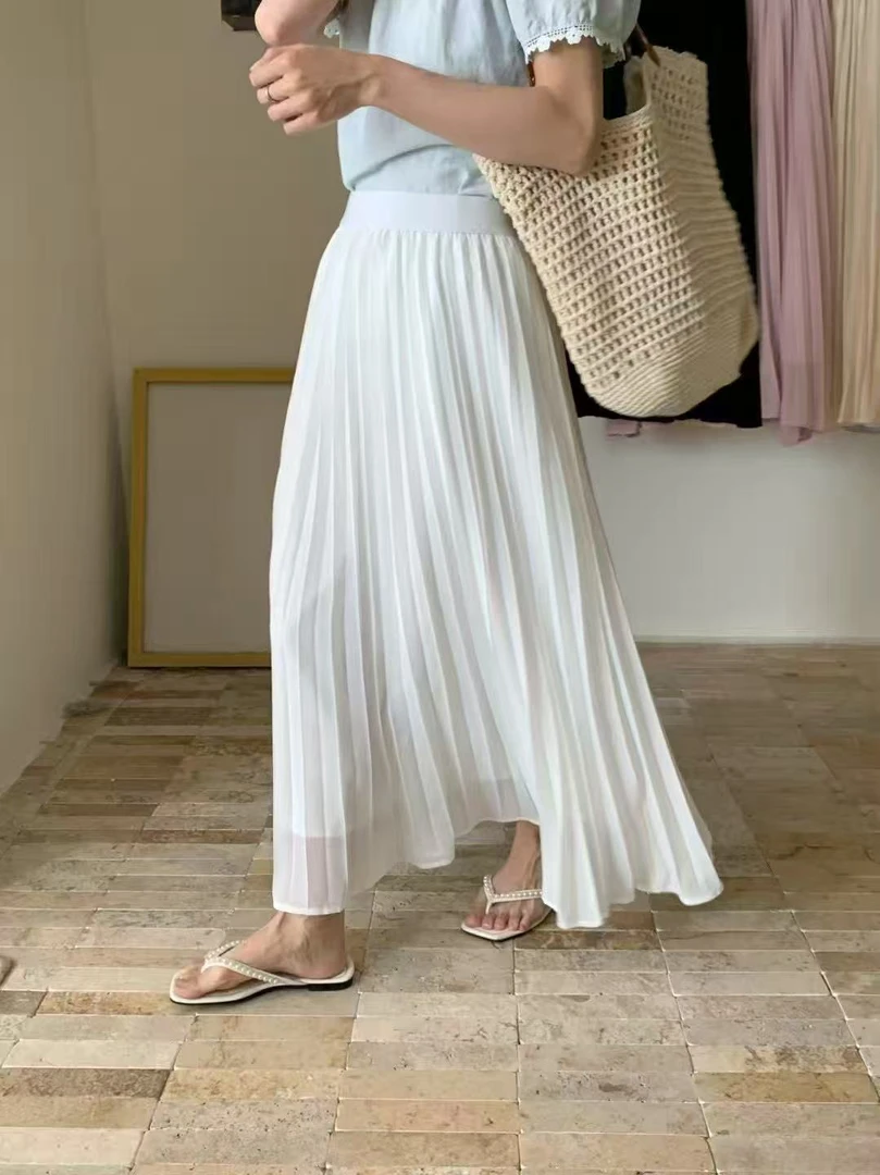 【NO退NO换】韩系超仙风琴褶大摆松紧腰半身裙7115   裙长88