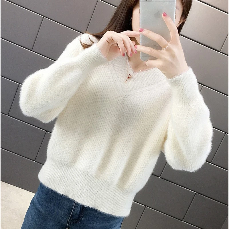 哥弟阿玛施正品水貂绒短款小毛衣女2025年春秋冬季新款针织打底衫