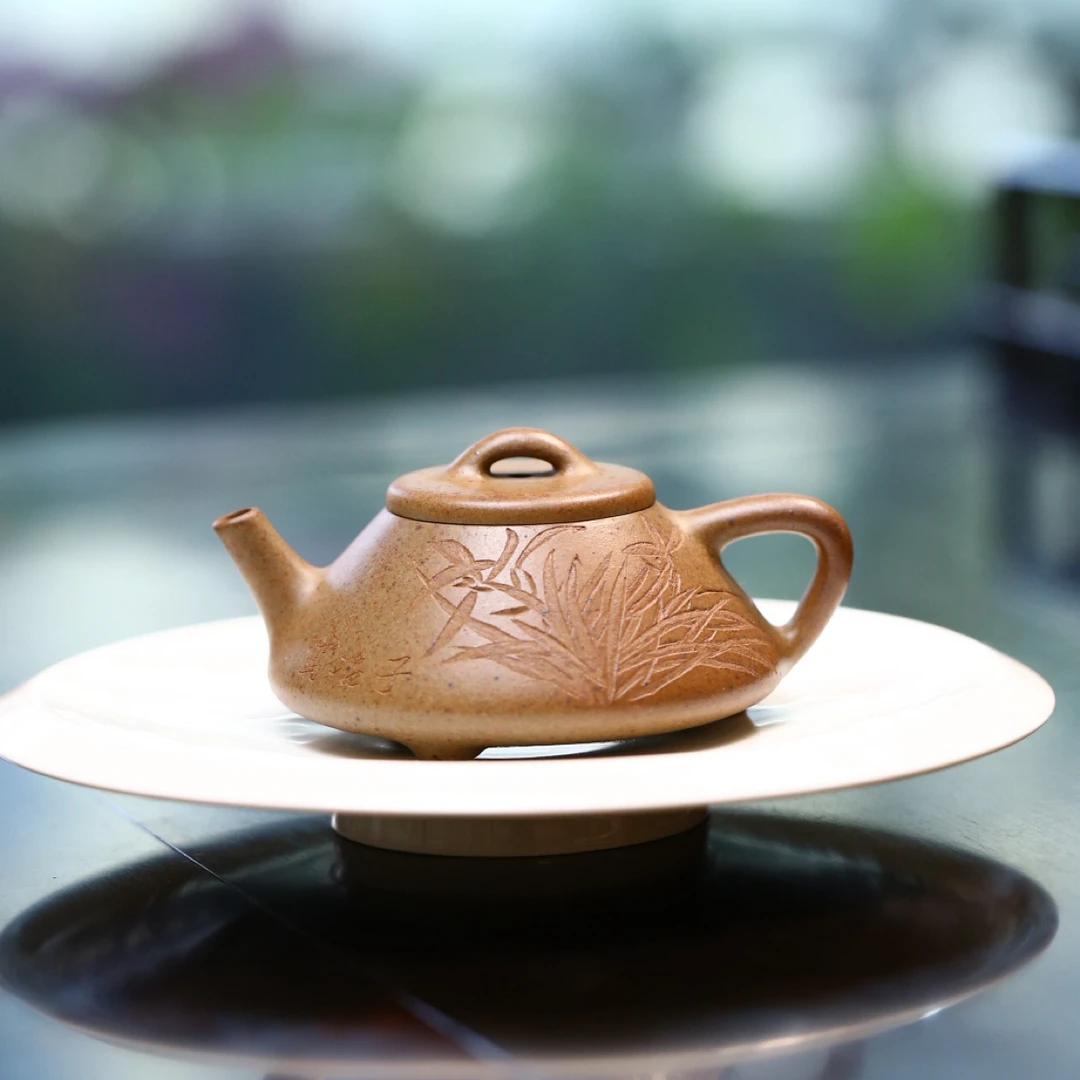 丁秀福 彭年石瓢 原矿段泥柴烧120cc全手工紫砂壶