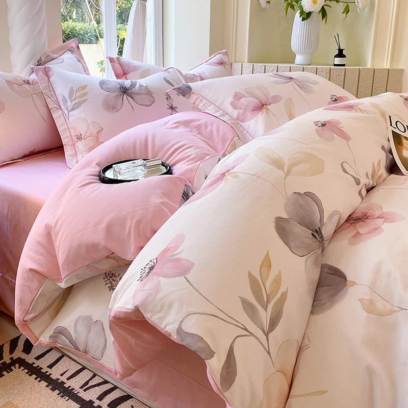 【2025新款】多花型春秋亲肤棉四件套印花加厚磨毛轻奢新款床品套件