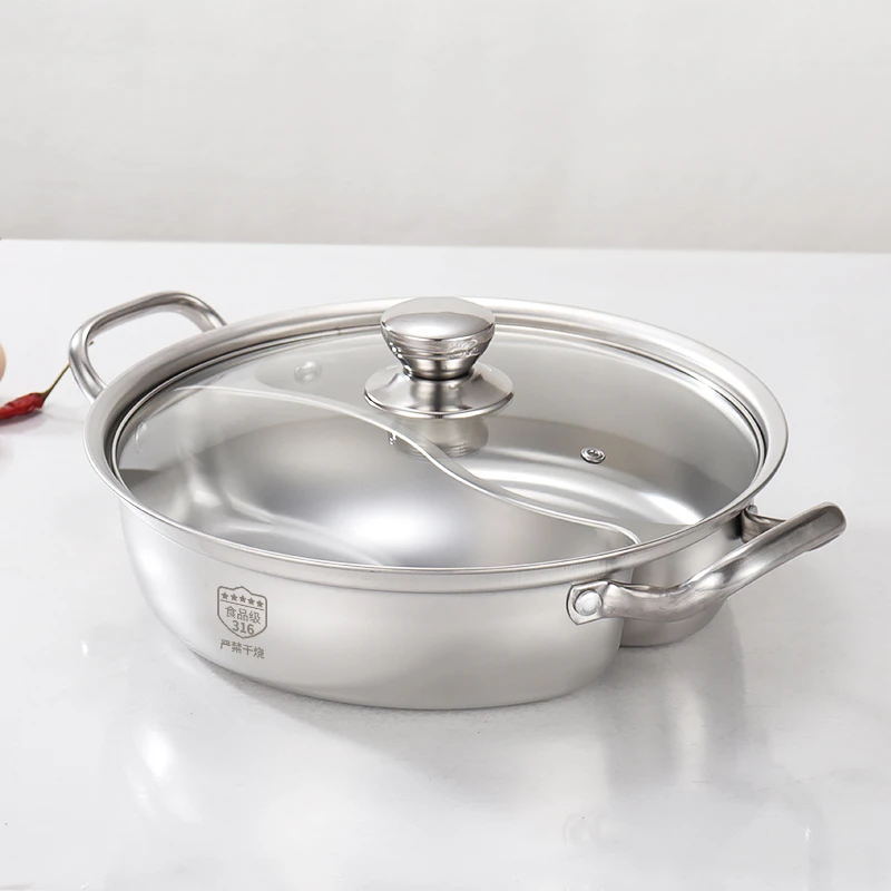 316L不锈钢鸳鸯锅加厚一体成型不串味XZC-BT