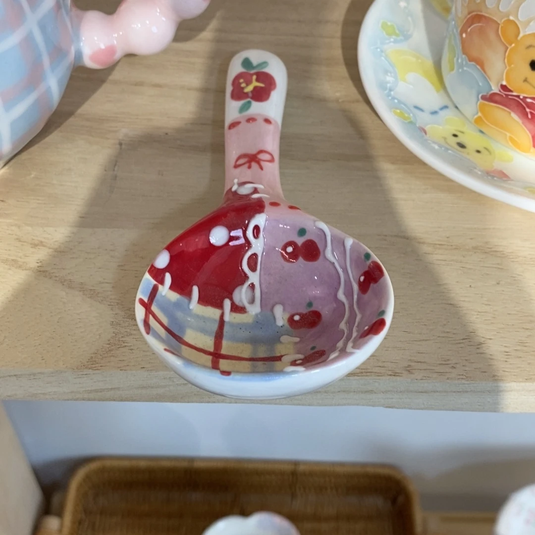 瓷片苗*子红色拼布勺子福利