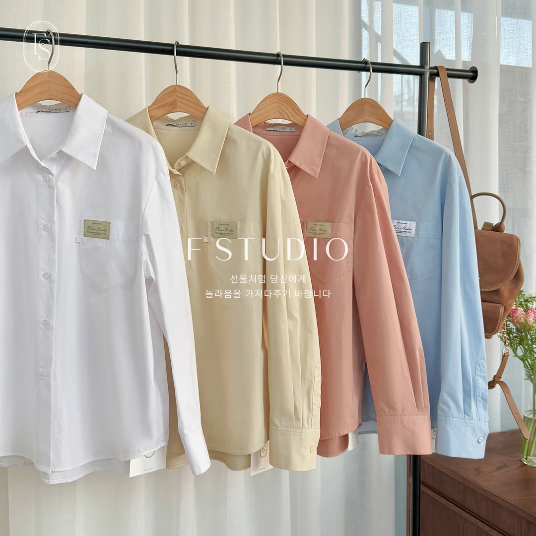 法儿家韩国限定【新品】【水彩情书】FS412S062四色长袖衬衫