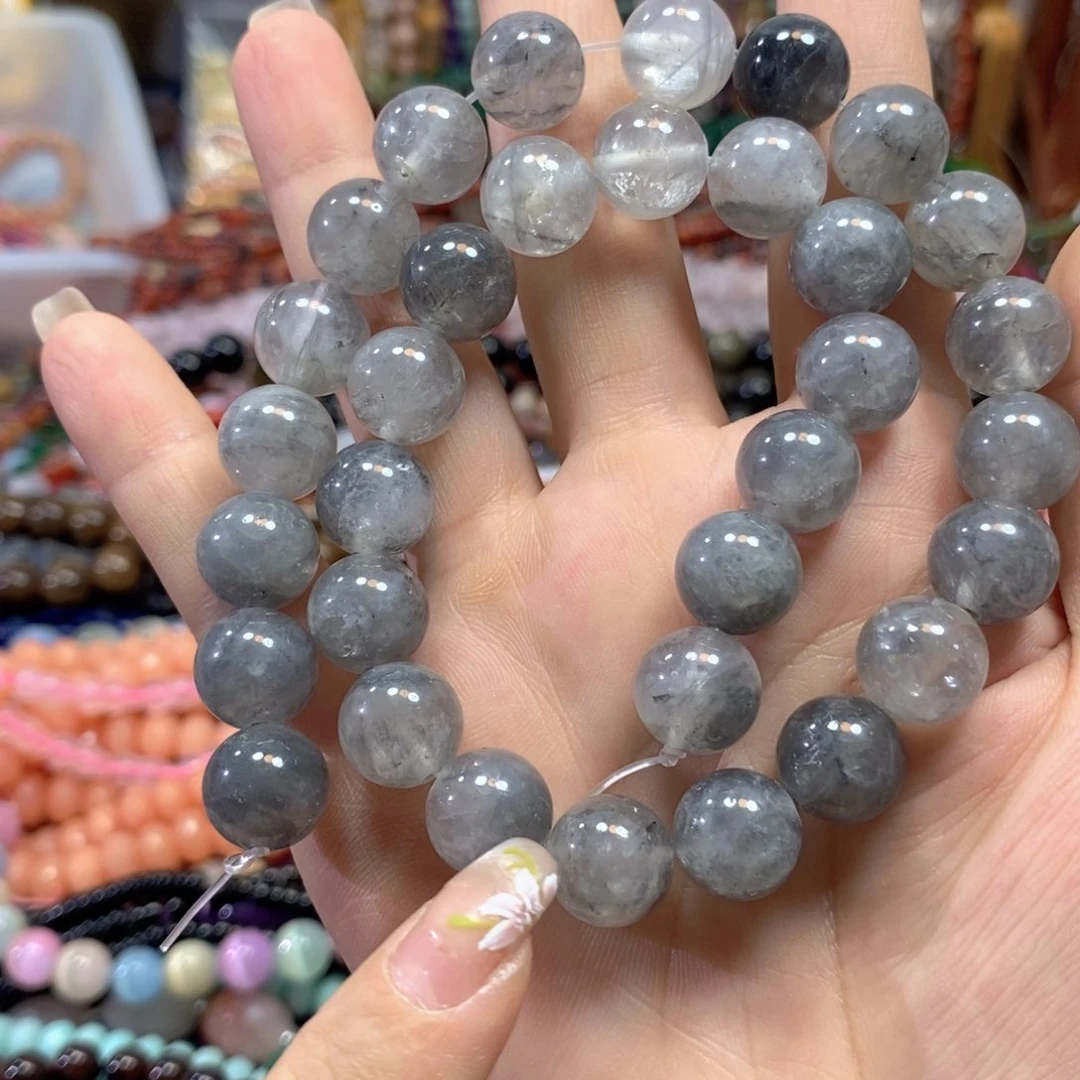 玛瑙/玉髓合金珠宝半成品灰兔毛一条卡12mm