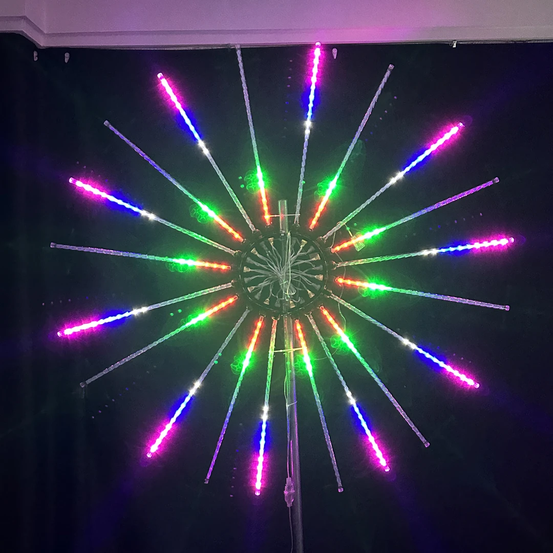 1.2米直径双面发光焰花灯20管带流水立柱灯