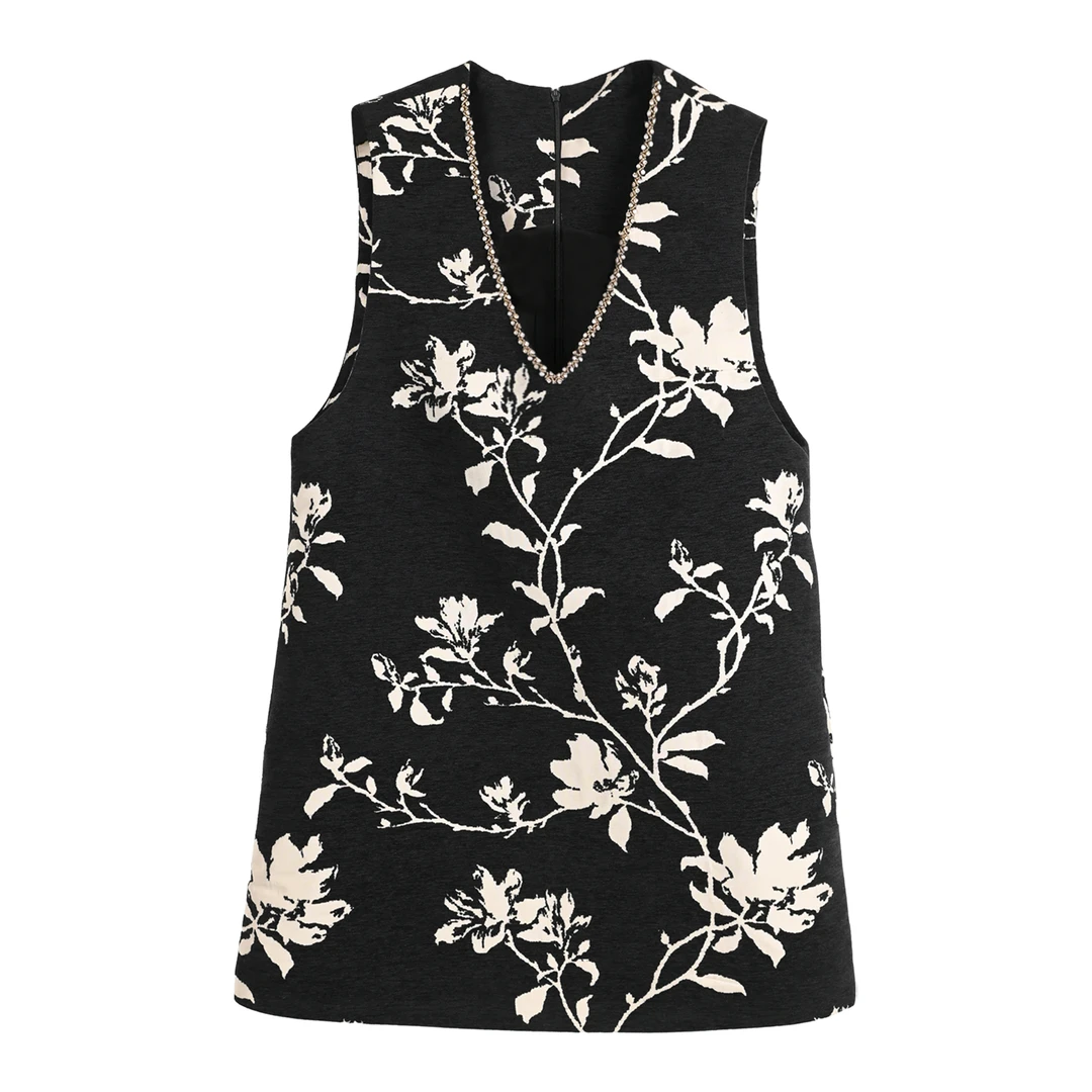 【25号】DW大码女装胖MM提花背心连衣裙气质洋气背心裙#CVC20062