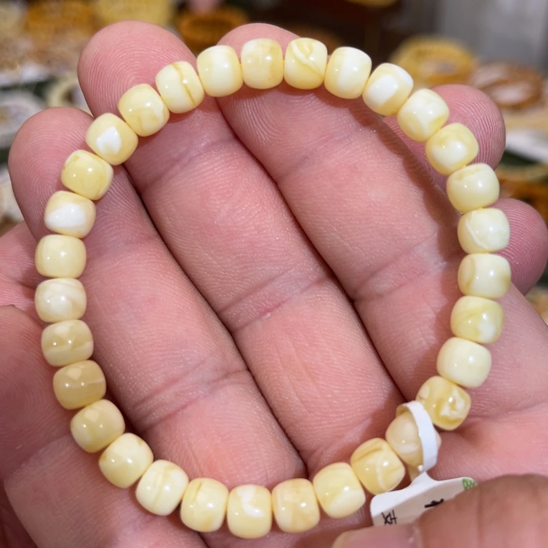 蜜蜡未镶嵌手链虎皮妖花7.0mm