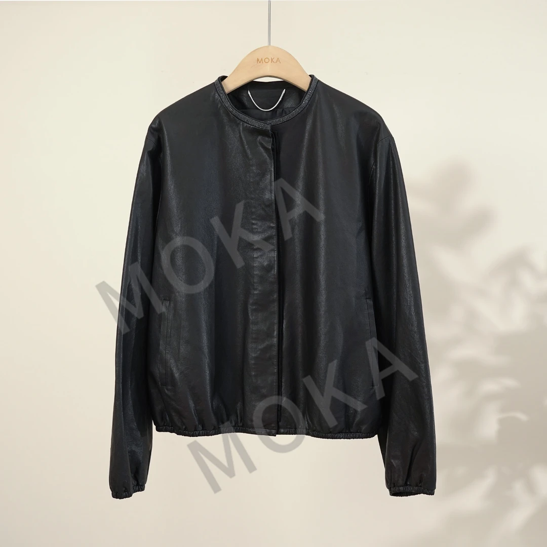 意大利BC植鞣绵羊皮重工珠链领女士皮衣（241042）