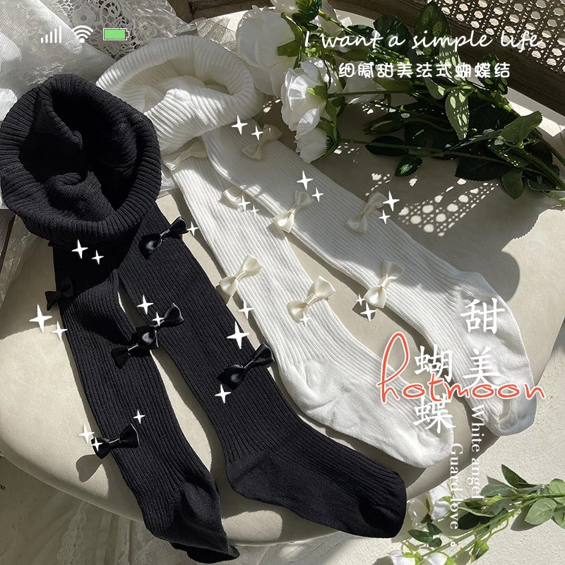 春新品浪漫蝴蝶结女童宝宝打底连裤袜洛丽塔儿童九分裤袜女