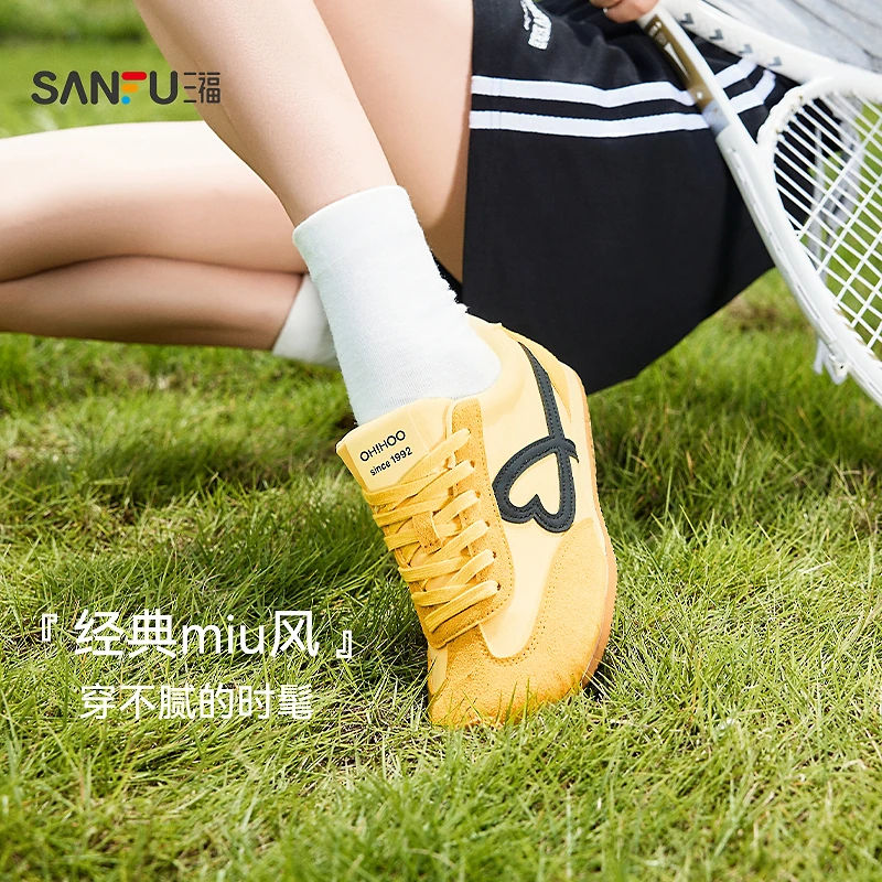 三福女板鞋夏季美式复古翘头休闲撞色拼接德训鞋女鞋842883