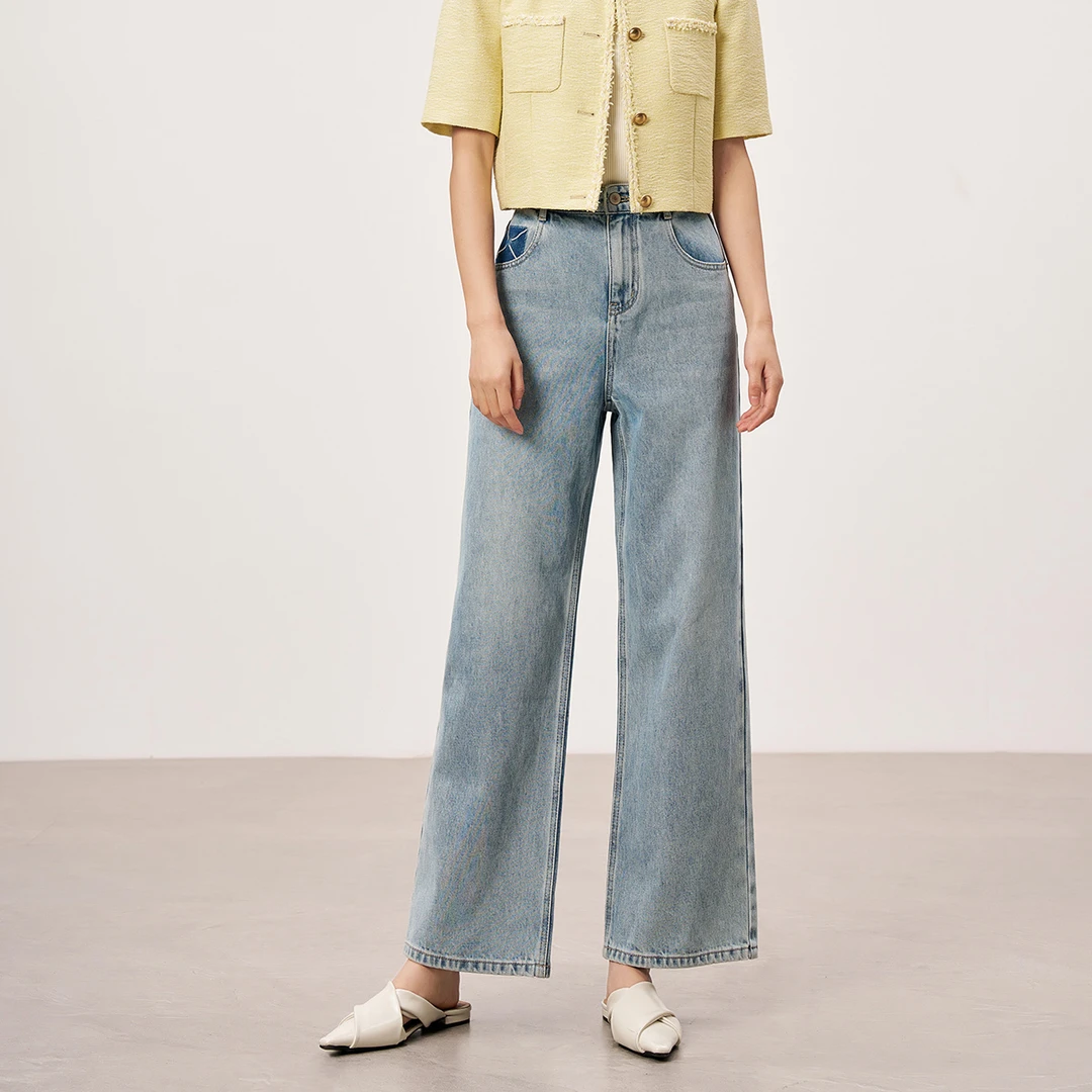 Dekashell/迪卡轩2025春季新款牛仔裤休闲气质F252208