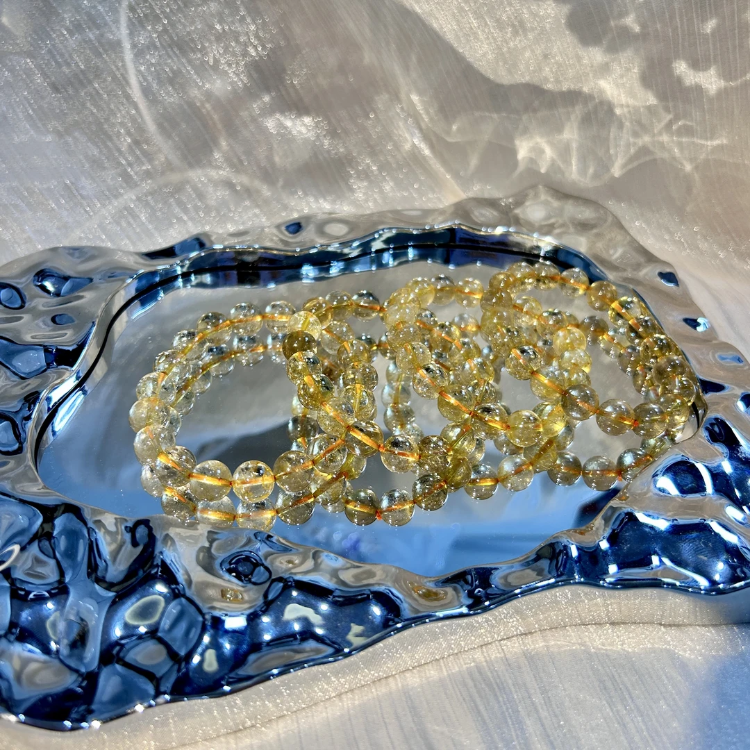 天然透体金发晶水晶手串多样性发其一