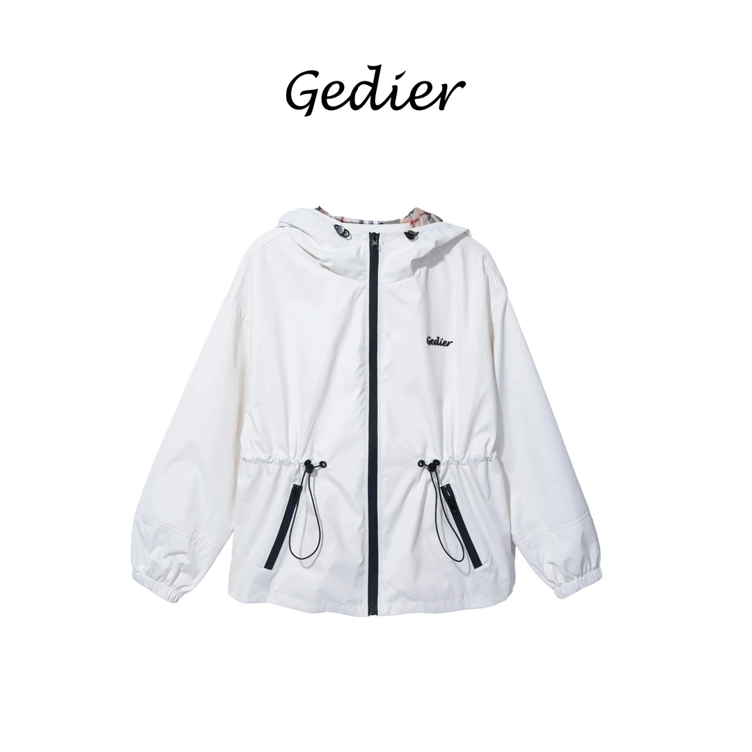 【歌蒂尔Gedier】2025春款欧若风休闲时尚白色连帽外套 WG510135Y