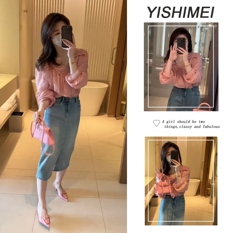 夏季穿搭一整套女2025新款时尚减龄上衣显瘦百搭高腰半身裙两件套