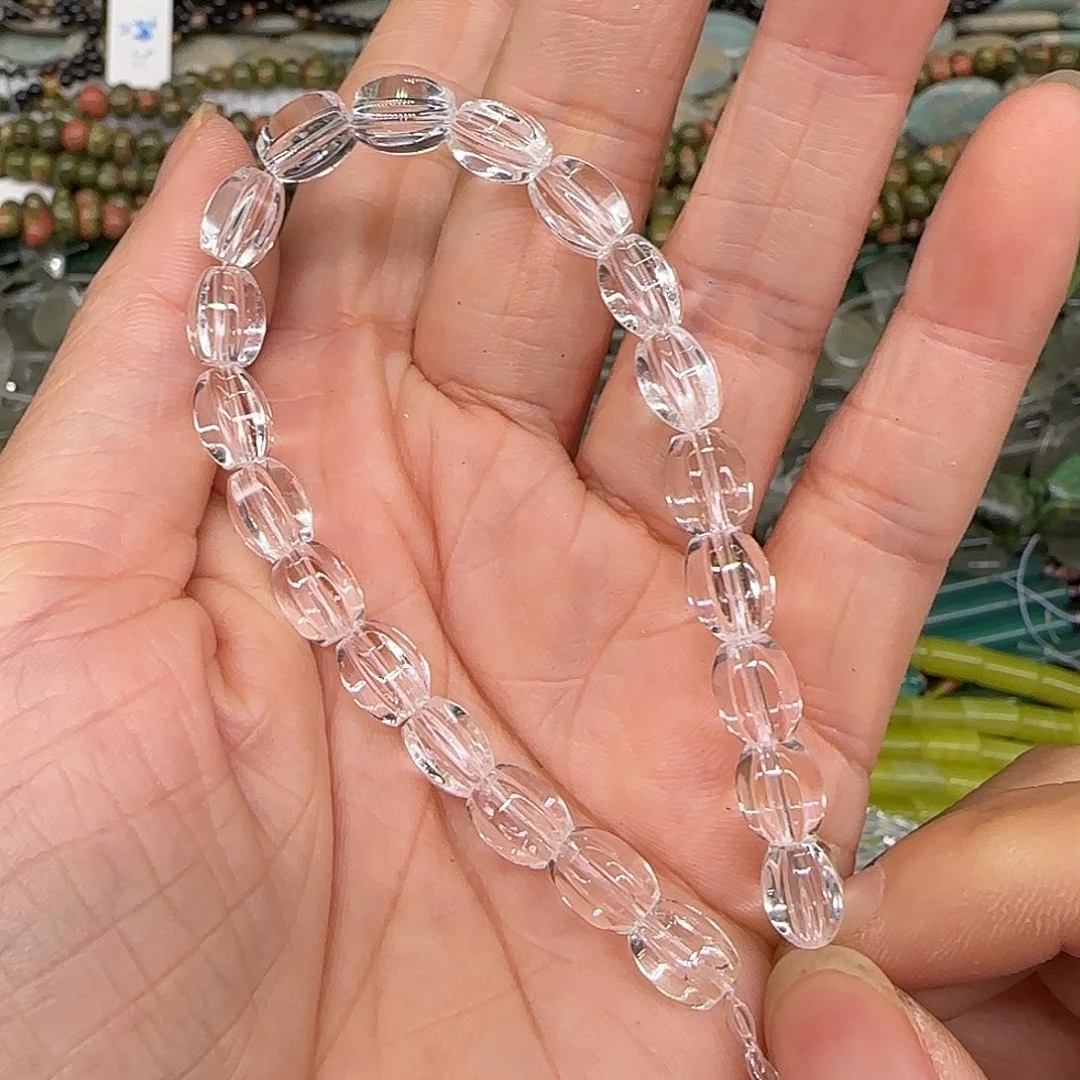 玛瑙/玉髓合金珠宝半成品白水晶6mm南瓜珠24颗