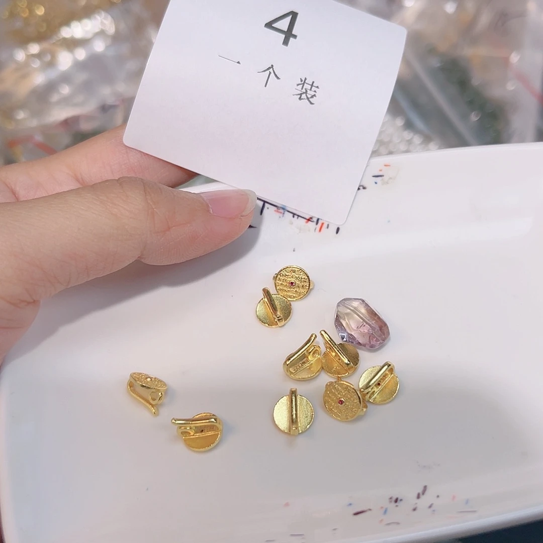 水晶珠宝半成品银S925镀金镶嵌4