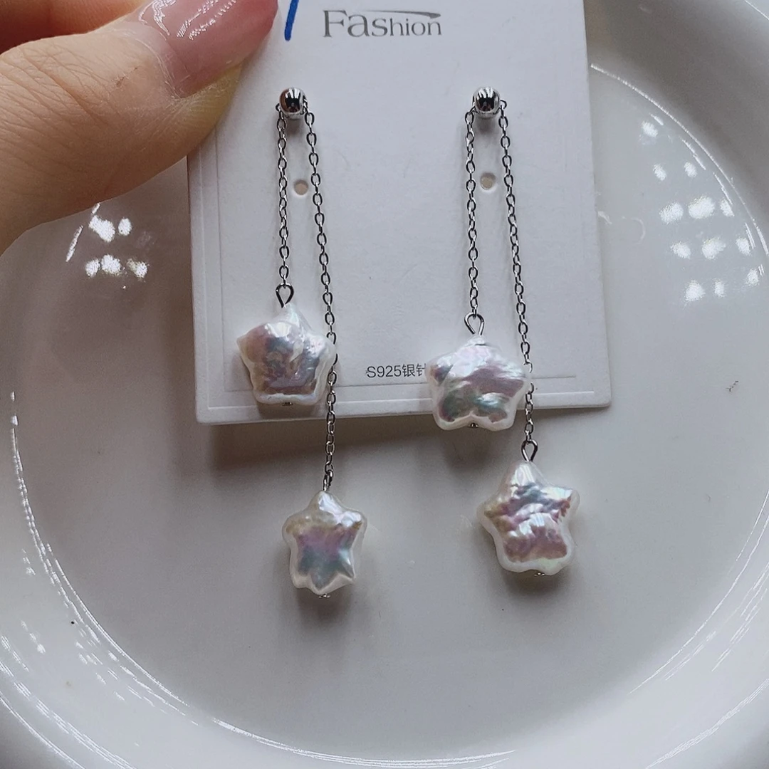 银S925镶嵌耳饰淡水珍珠