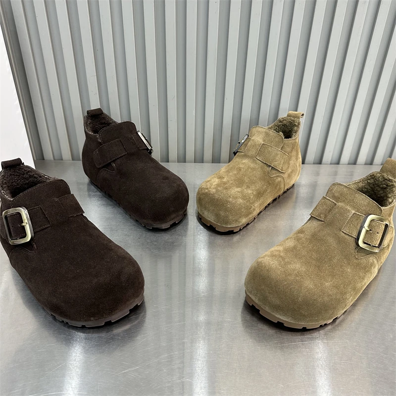 女鞋时尚休闲高帮百搭短靴平底舒适卡皮巴拉加绒保暖韩版潮流潮鞋
