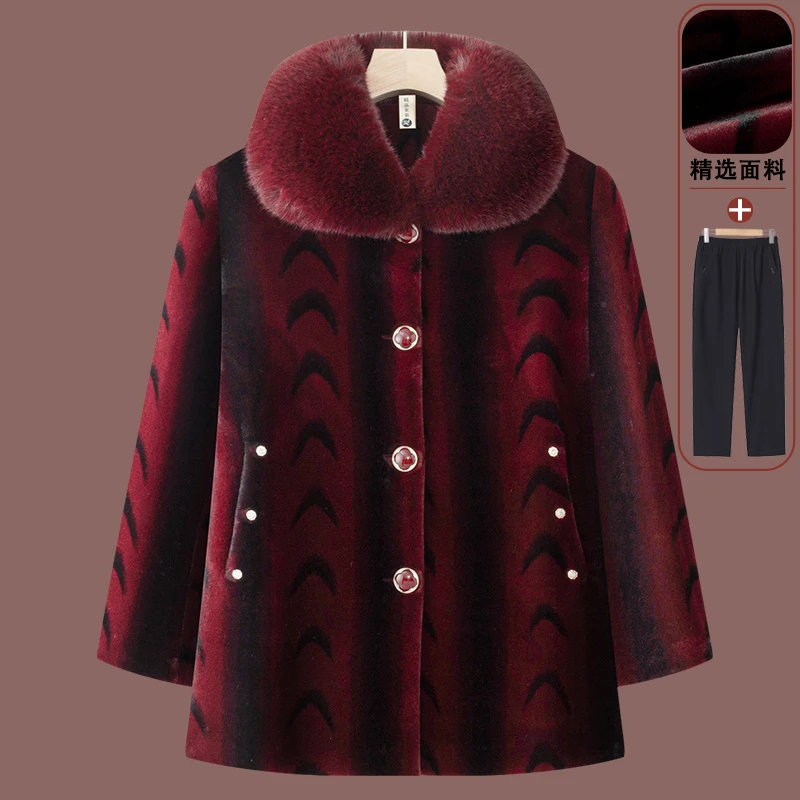 妈妈冬装棉衣奶奶加绒外套大衣服阔太太洋气衣服中老年人女装上衣