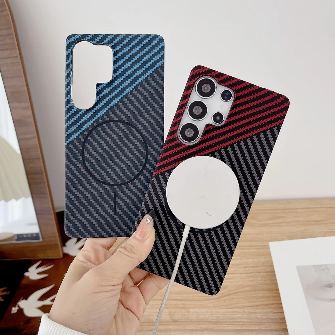 碳纤维适用于三星S25Ultra手机壳note20Ultra半包s22磁吸s24plus