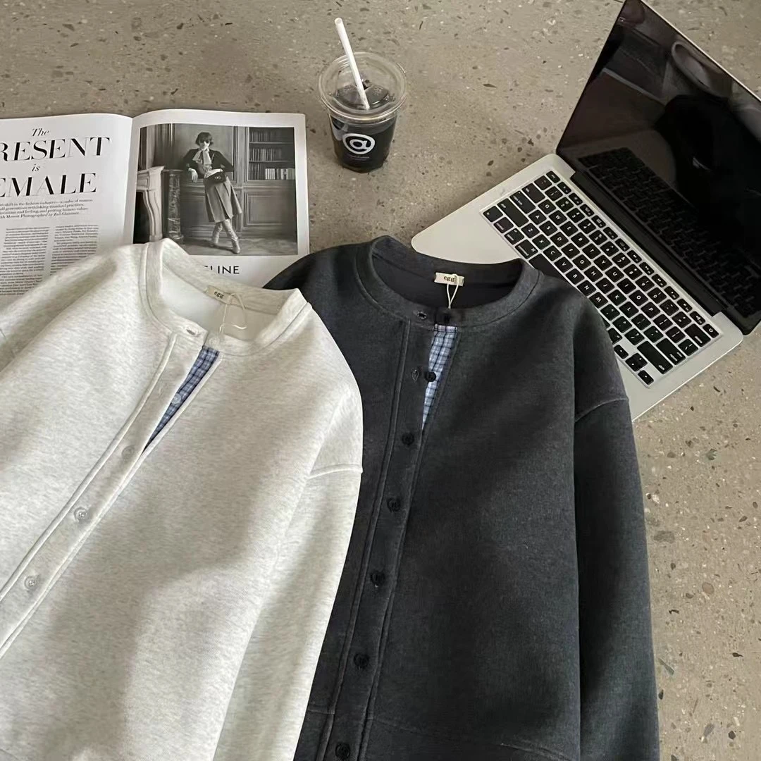 蛋家&韩系~春款撞色针织开衫外套